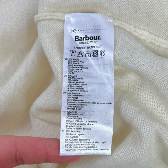 Barbour x Range Rover Ratio Knit Crewneck Sweater in Vanilla Size US 12 NEW - Picture 5 of 8